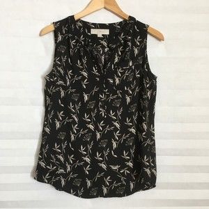 Ann Taylor LOFT Womens Blouse Top Size‎ S Sleeveless Button Neck Pocket